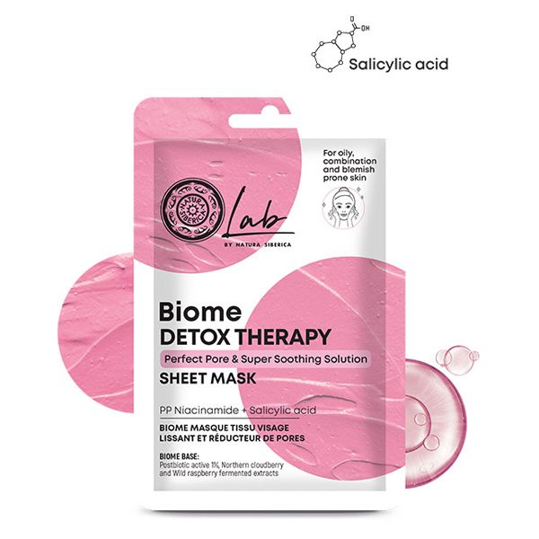 Natura Siberica Lab Biome Detox Therapy Anti-Blemish Face Sheet Mask For Oily / Combination Skin 1 Pc