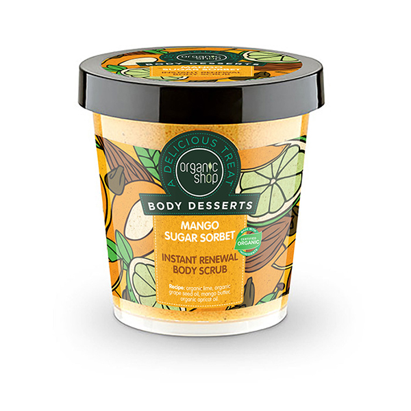 Organic Shop by Natura Siberica Body Desserts Mango Sugar Sorbet Instant Renewal Body Scrub, 450ml