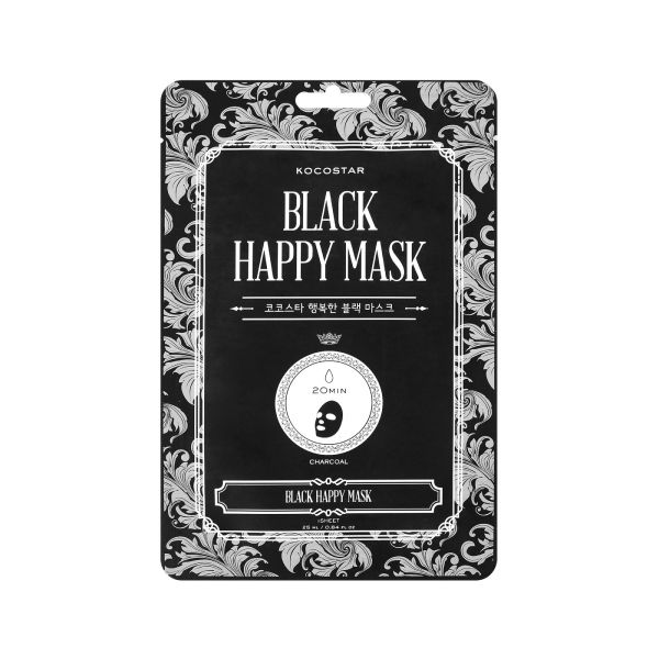 Kocostar Black Happy Mask Sheet Face Mask with Charcoal that Magnetizes Pollution 1 pc