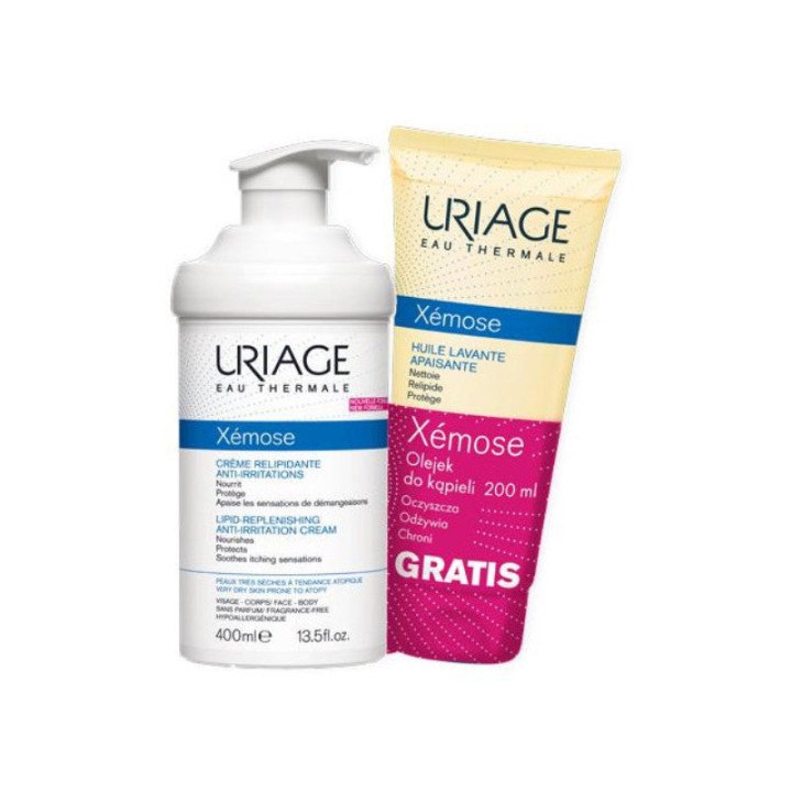 Uriage Promo Xemose Creme Relipidante Anti-Irritations 400ml & GIFT Huile Lavante Apaisante 200ml