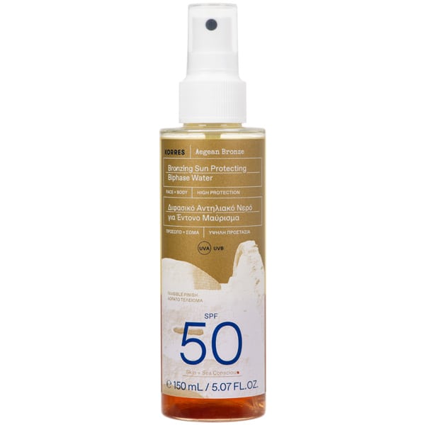 Korres Aegean Bronze Biphasic Sunscreen Water for Intense Tanning SPF50, 150ml