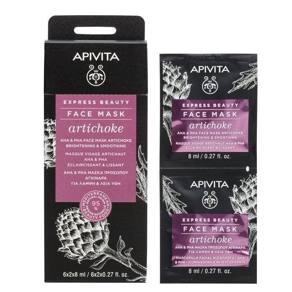 Apivita Express Beauty Face Mask Artichoke With Aha & Pha For Brightening & Smoothing 2x8ml