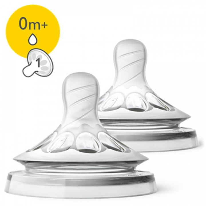 Avent Scf041/27 Natural Teats 1 Hole 0M X2