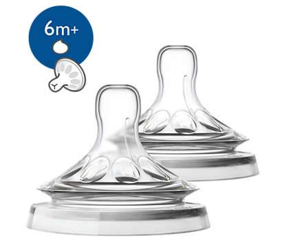 Philips Avent Natural Silicone Teat 6M+ Thick Flow x2