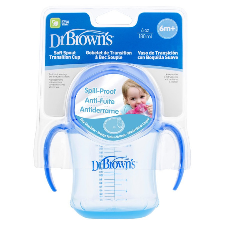 Dr. Brown Soft Spout Transition Baby Bottle 180Ml Blue