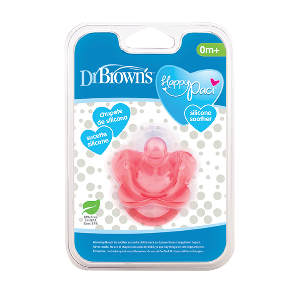 Dr. Brown's Happy Paci Silicone Soother 0M+ Pink