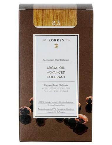 Korres Argan Oil Colorant / Golden Honey Light Blonde 8.3 Hair Dye