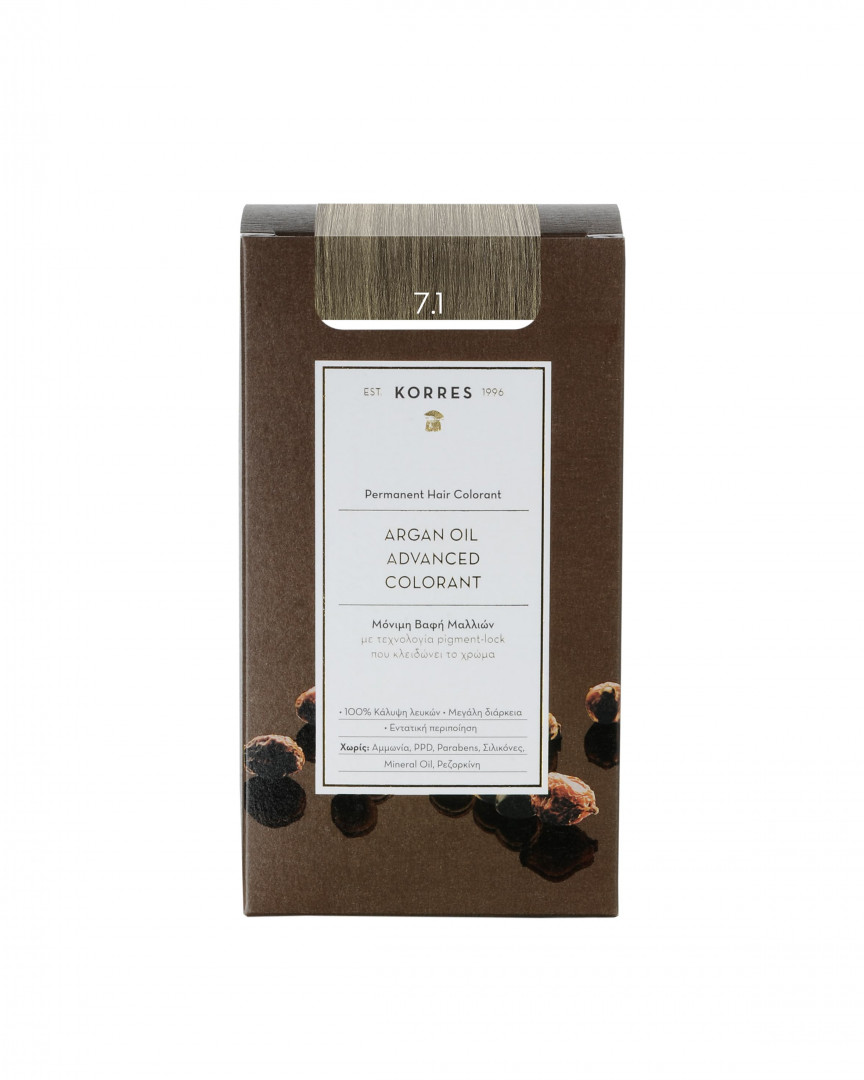 Korres Argan Oil Colorant / Ash Blonde 7.1 Hair Dye