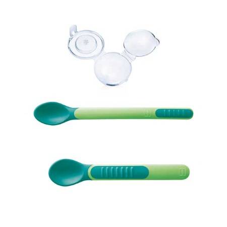 Mam Heat Sensitive Spoons & Cover 6M+ Green
