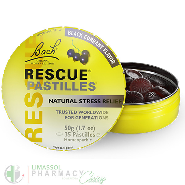 Bach Rescue Pastilles Blackcurrant Stress Relief 35 Pcs 50Gr