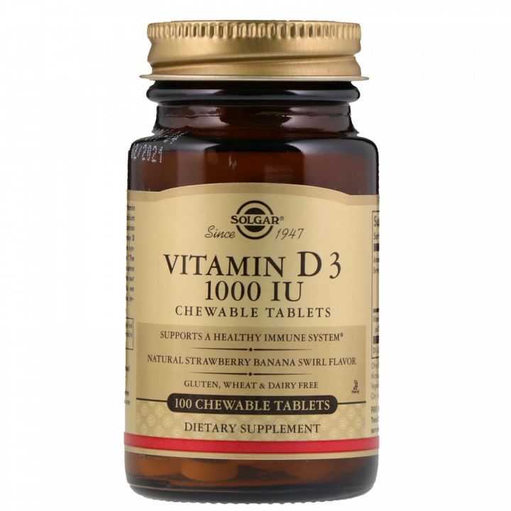 Solgar Vitamin D3 1000Iu 100 Chewable Tablets