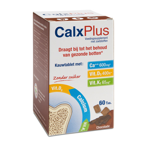 Calx Plus Calcium + Vitamin D3 + Vitamin K1 Chocol Chewable Tablets, 60 x 600mg+400iu+65mcg