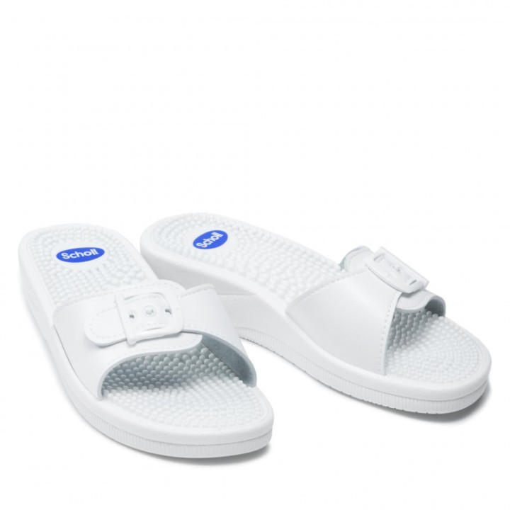 Scholl New Massage White Anatomic Sandal,  Summer Footwear  1 Pair Size 39 (flip flop)