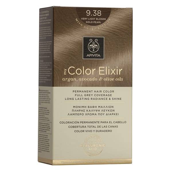 Apivita My Color Elixir  Hair Dye Color 9.38 Very Light Blonde Gold Pearl