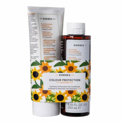 Korres Set Conditioner 200 ml For Coloured Hair With Sunflower &Mountain Tea & Shampoo 250ml