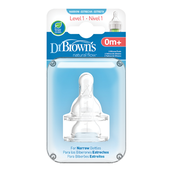 Dr. Brown's Narrow Bottle Nipples 0M+ 2 pieces