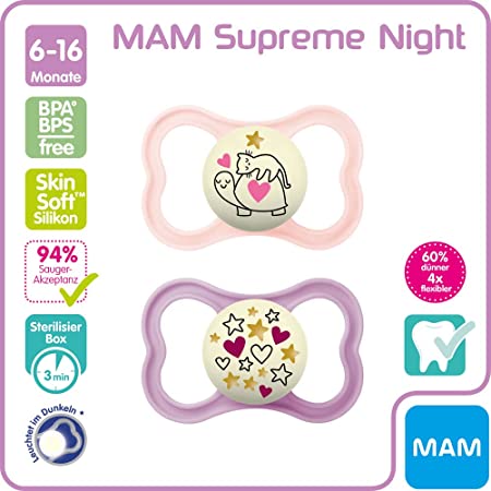 Mam Supreme Night Silicone Pacifier 16M+ 2S Girl