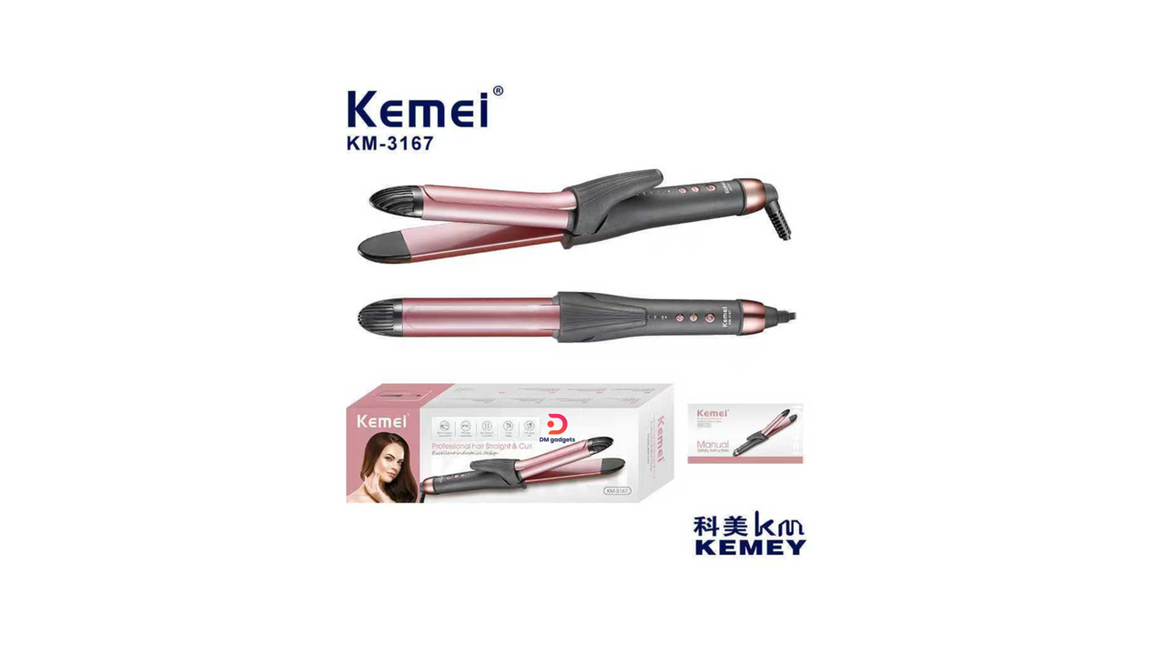 700T-4#Kemei®KM-3167 Professional Hair Straightener + Curler – 2-in-1