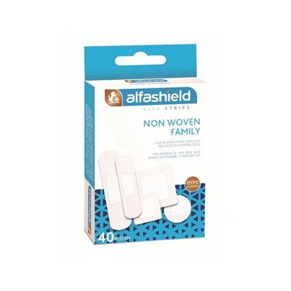 Alfashield Non Woven Family Strips Adhesive Patches In 5 Sizes, 40pcs