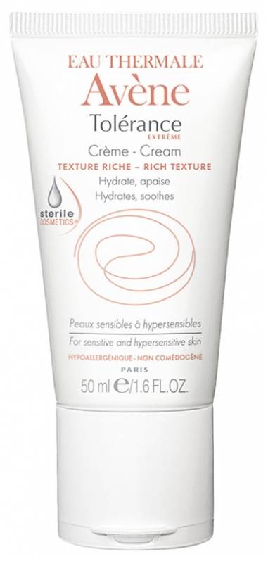 Avene Tolerance Face Cream Rich Texture Hydrates-Soothes Sensitive Hypersensitive Skin 50ml