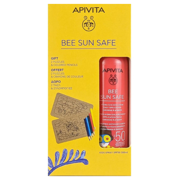 Apivita Promo Bee Sun Safe With Moisturizing Sunscreen Lotion For Children Spf50, 200Ml & Gift 2 Puzzles & Crayons