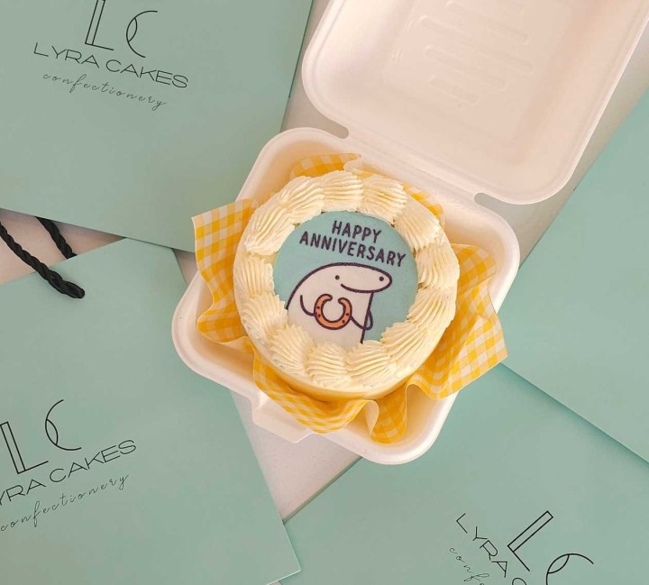 Strawberries with Cream Happy Anniversary Bento Cake