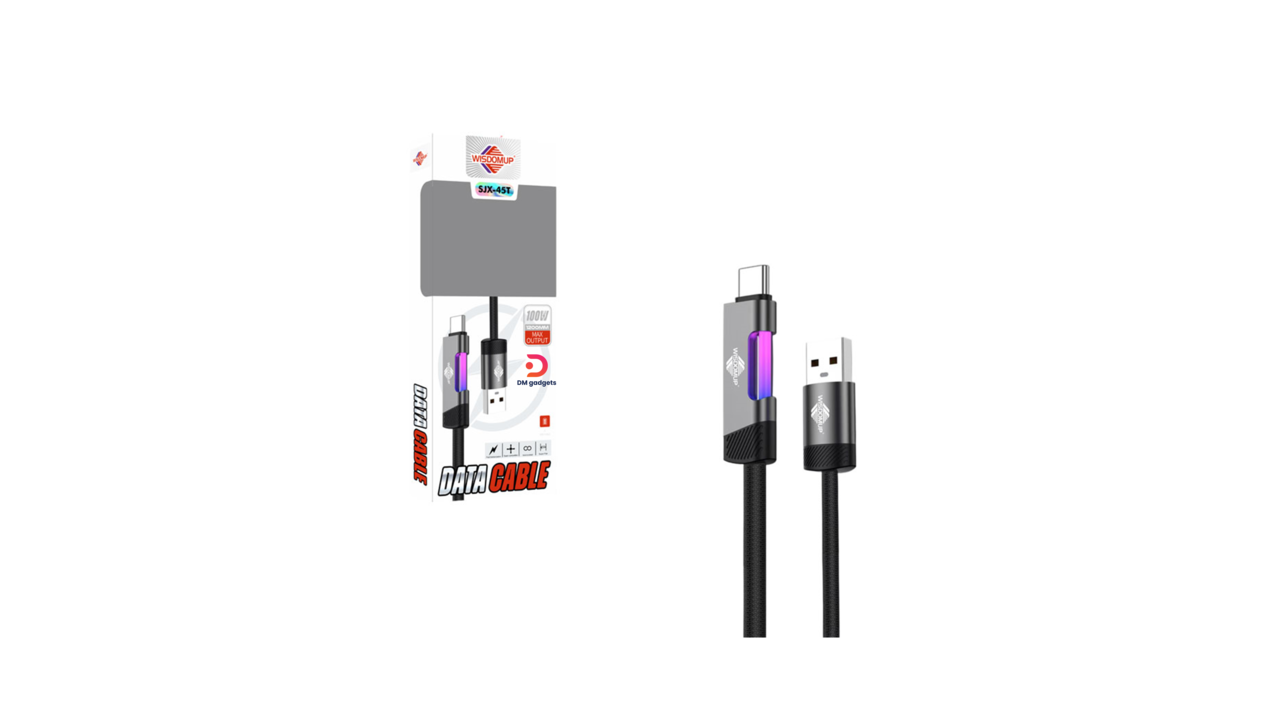 347-5#Wisdomup®SJX-45T 100W – USB to Type-C Fast Charging Cable 1.2m – Black