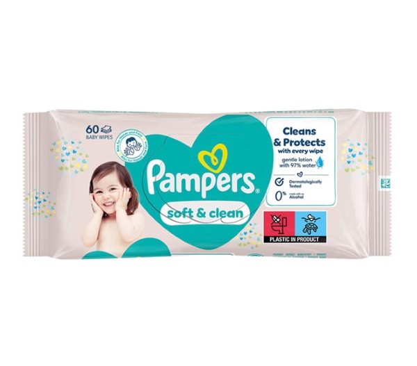 Pampers Baby Wipes 60Pcs - Soft & Cream