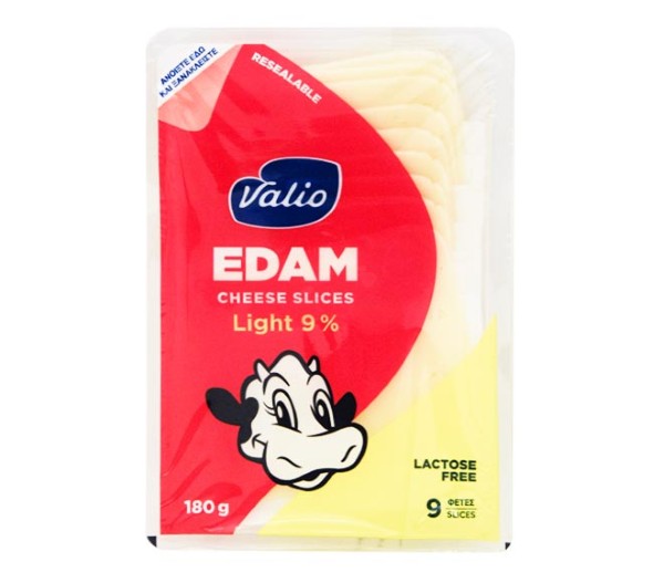 Cheese Valio Edam Light 9% 9 Slices 180G - Lactose Free