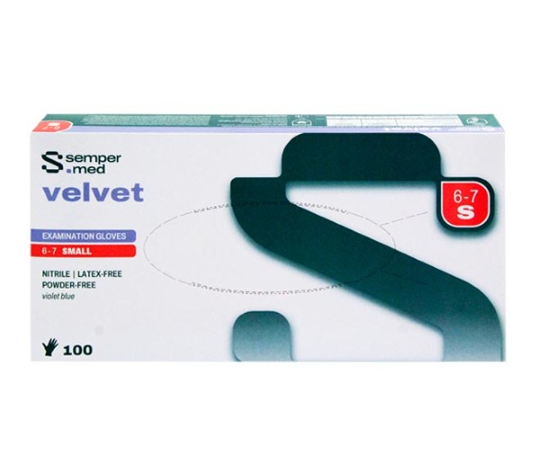Semper Med Velvet Disposable Nitrile Latex-Free Powder-Free Gloves (S) 100Pcs