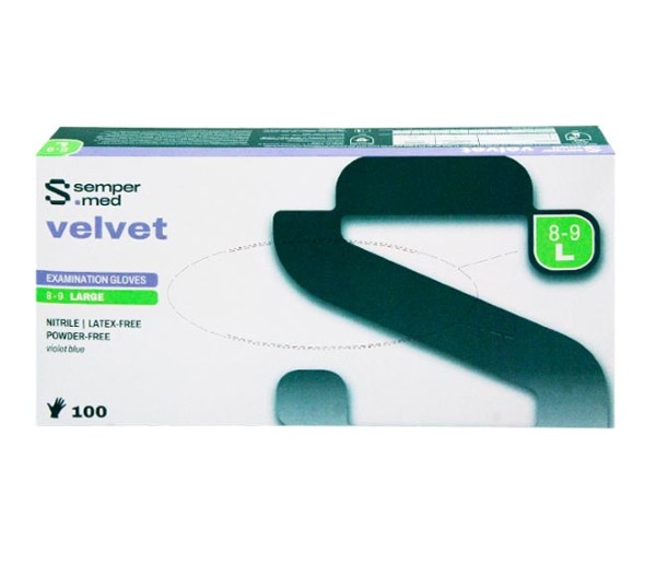 Semper Med Velvet Disposable Nitrile Latex-Free Powder-Free Gloves (L) 100Pcs