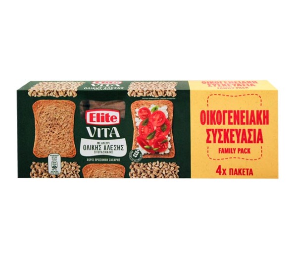 Elite Vita Crispbread 360G (4X90G) - Wholegrain Wheat & Rue Flour