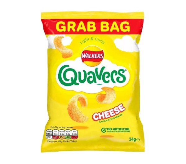 Walkers  Quavers Cheese Flavour Potato Snacks 34G