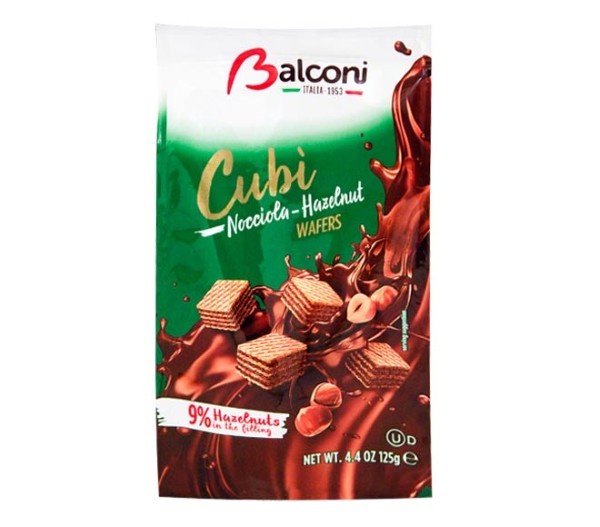 Balconi Milano Cubi Mini Wafers 125G - Hazelnut