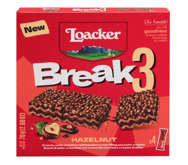 Loacker Break3 Wafer 4X19G - Hazelnut