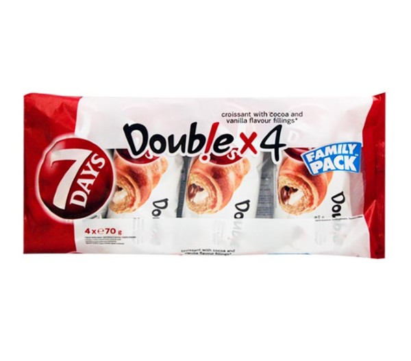 7Days Croissant Double 4X70G - Cocoa & Vanilla Filling