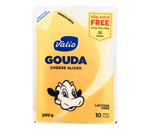 Cheese Valio Gouda 12 Slices 240G (200+40G) - Lactose Free