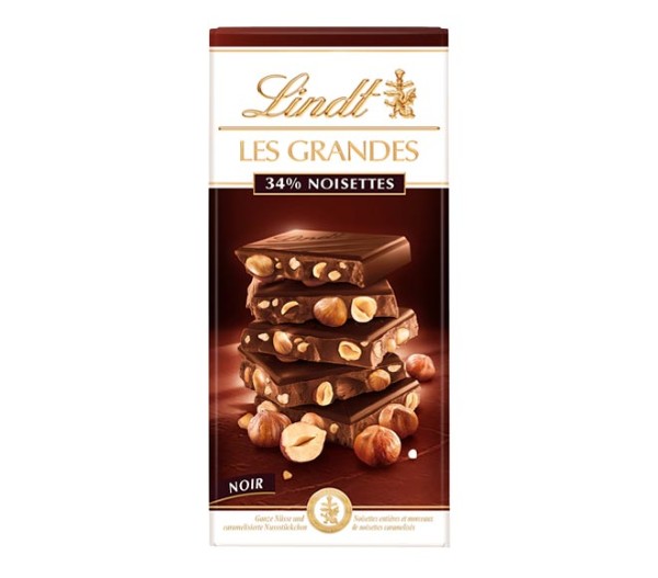 Lindt Les Grandes Dark Chocolate With 34% Hazelnut 150G