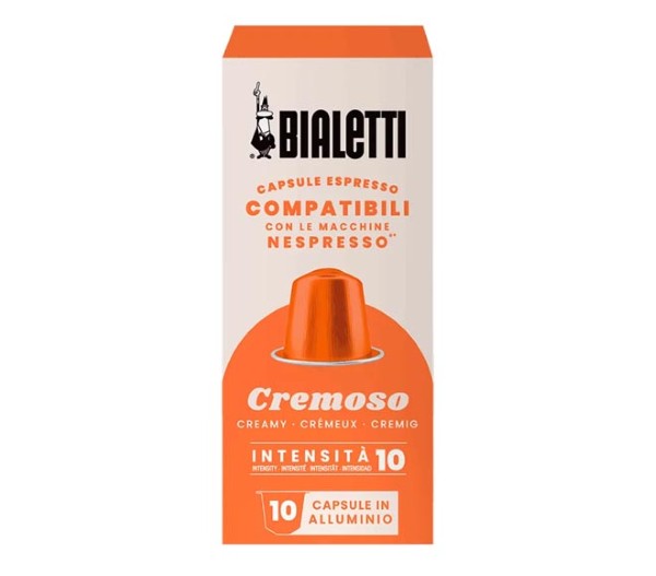 Bialetti Nespresso Compatible Capsules (Intencity 10) 50G (10 Caps) - Cremoso