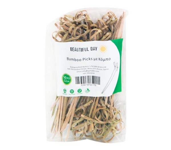 Beautiful Day Bamboo Picks With Knot 12Cm 50Pcs