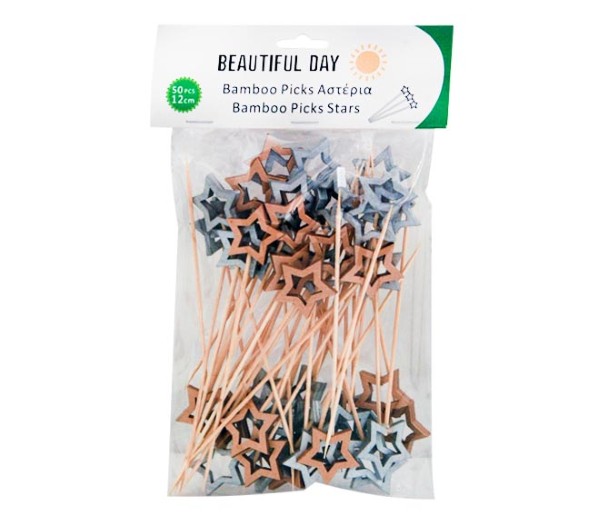 Beautiful Day Bamboo Picks Stars 12Cm 50Pcs