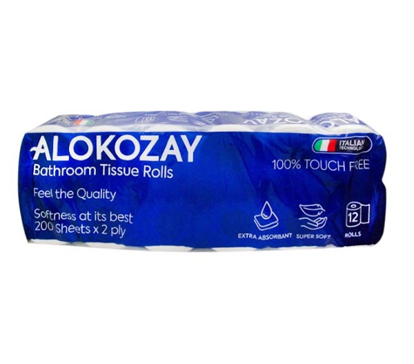 Alokozay Toilet Paper 200 Sheets 12Pcs X 2Ply