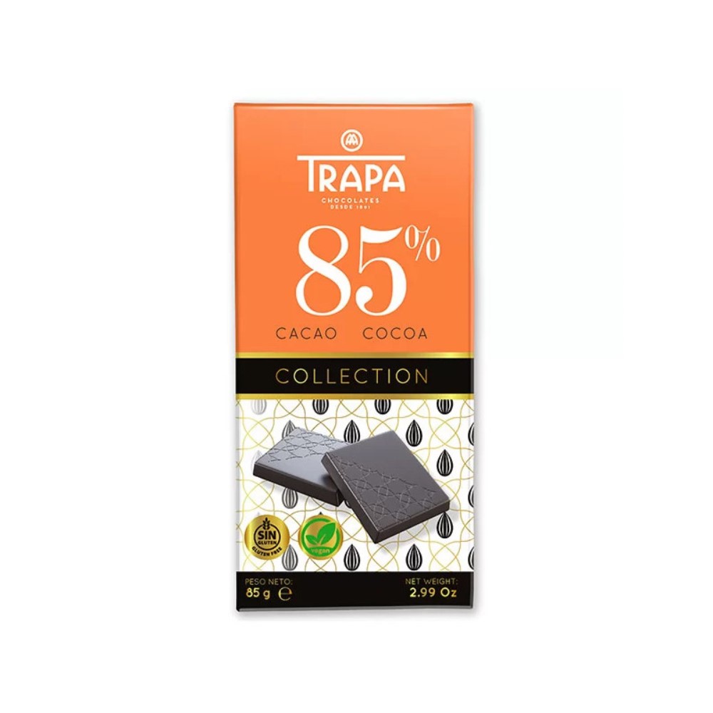 Dark Vegan Chocolate 85% Cocoa, 85 g, Trapa