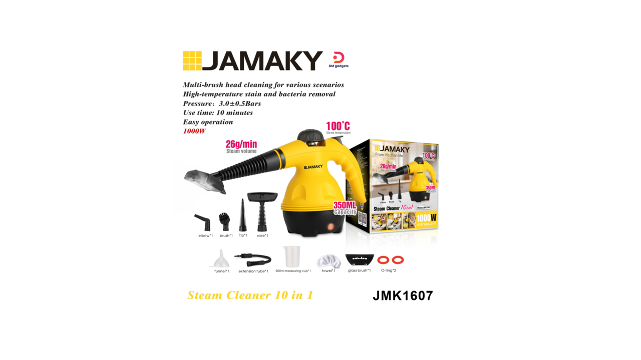 642E-1#Jamaky® JMK1607 Handheld Steam Cleaner Yellow-Black