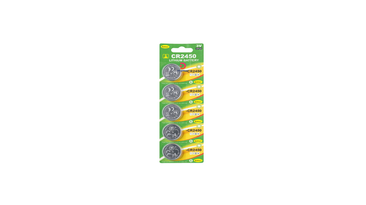 628E-1#Rekter®CR2450 3V Lithium Batteries 5 Pack