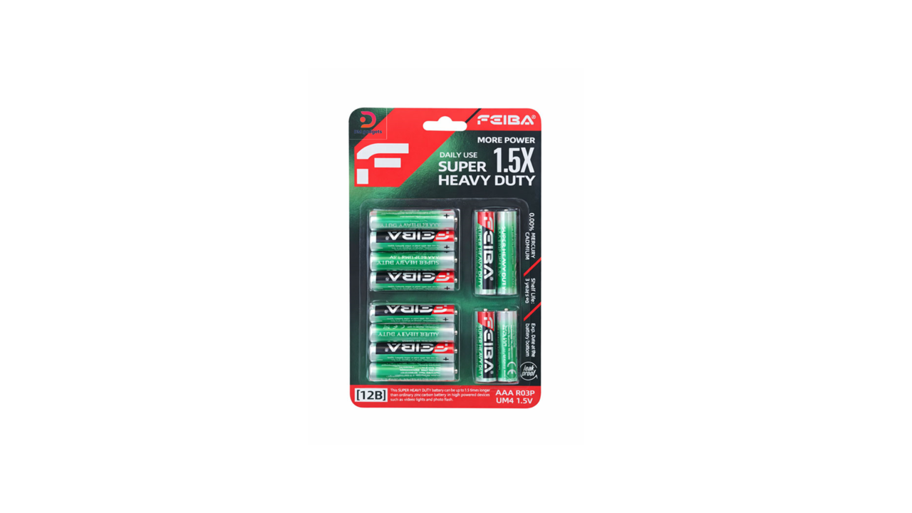 628U1#Super Heavy-Duty®AA Batteries 12 Pcs