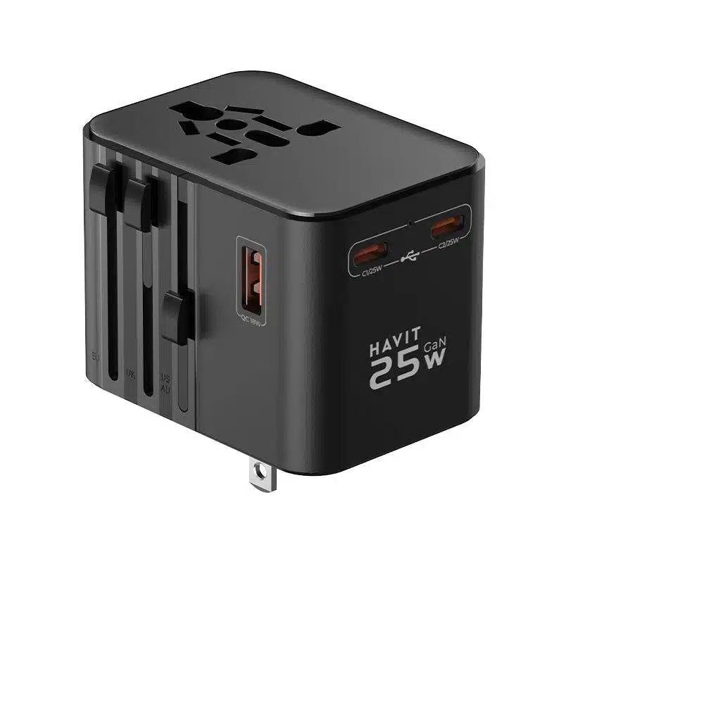 HAVIT Multi‑Port Universal Travel Charger 25W Black UCT700