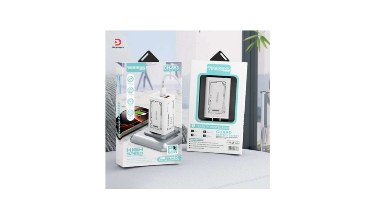 536E#Treqa®CH-653 PD 65W – USB and Type-C – Fast Charger-White
