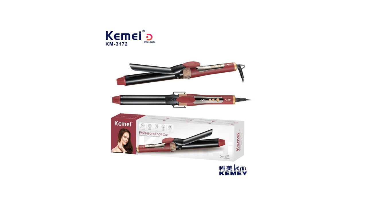 700W8A#Kemei®KM-3172 Professional Hair Curl Excellent Industrial Design 55W,220 °C – Red