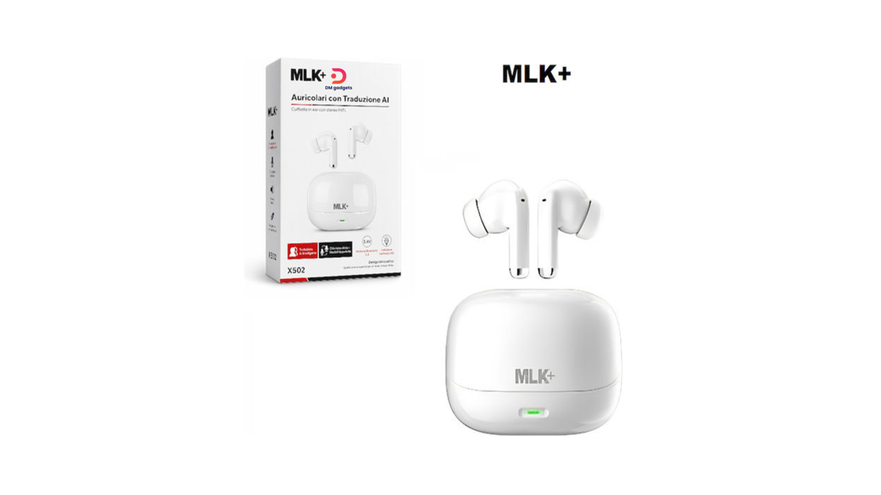 456X1#ObaStyle®MLK+ X502 Real-time AI translation In Ear Bluetooth Handsfree Headphones +Charging Case White